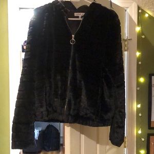 Black fur Jacket XL ( Not real Fur )